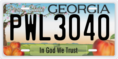 GA license plate PWL3040