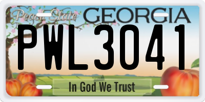 GA license plate PWL3041