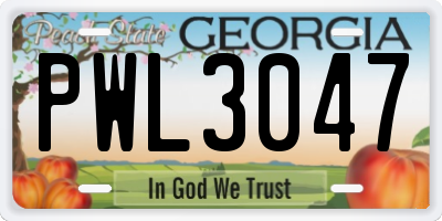 GA license plate PWL3047
