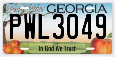 GA license plate PWL3049