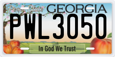 GA license plate PWL3050