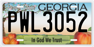 GA license plate PWL3052
