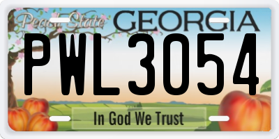 GA license plate PWL3054