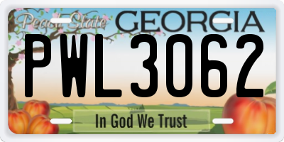 GA license plate PWL3062