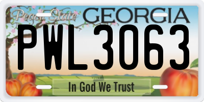 GA license plate PWL3063