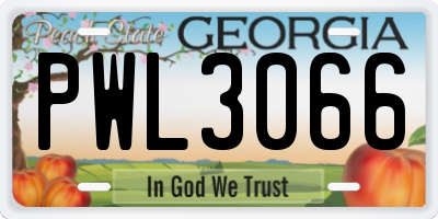 GA license plate PWL3066