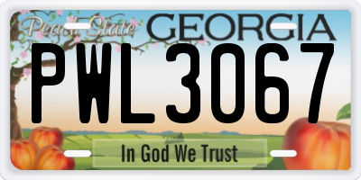 GA license plate PWL3067