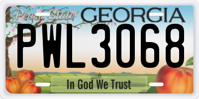 GA license plate PWL3068