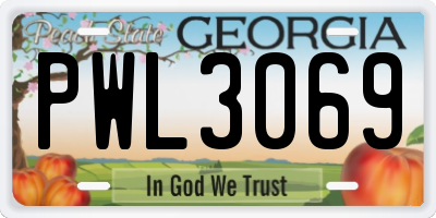 GA license plate PWL3069
