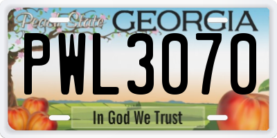 GA license plate PWL3070