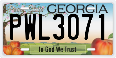 GA license plate PWL3071