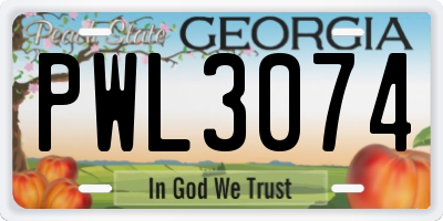 GA license plate PWL3074
