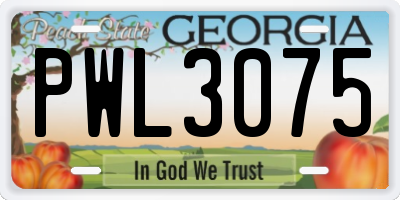 GA license plate PWL3075