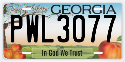 GA license plate PWL3077