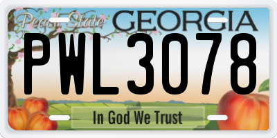 GA license plate PWL3078