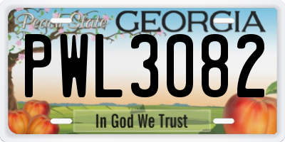 GA license plate PWL3082