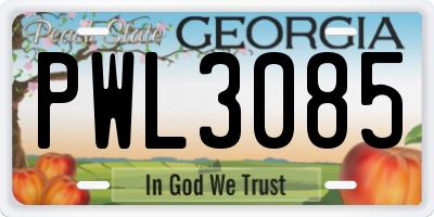 GA license plate PWL3085