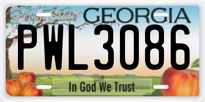 GA license plate PWL3086