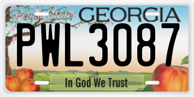 GA license plate PWL3087