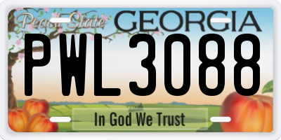 GA license plate PWL3088