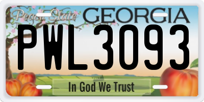 GA license plate PWL3093