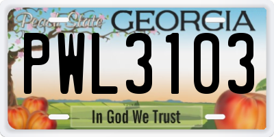 GA license plate PWL3103