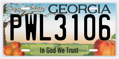 GA license plate PWL3106
