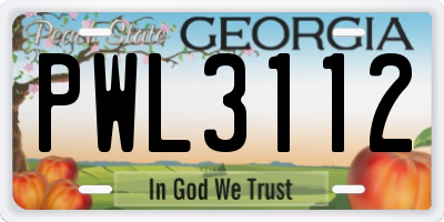 GA license plate PWL3112