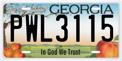 GA license plate PWL3115