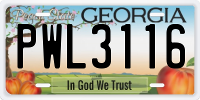 GA license plate PWL3116