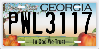 GA license plate PWL3117