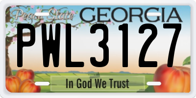 GA license plate PWL3127