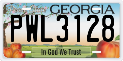 GA license plate PWL3128