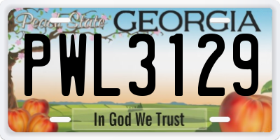 GA license plate PWL3129