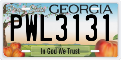 GA license plate PWL3131