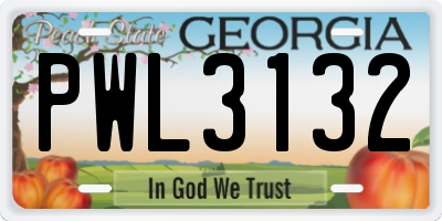 GA license plate PWL3132