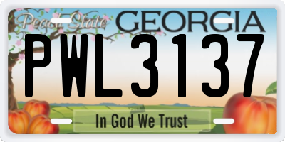 GA license plate PWL3137