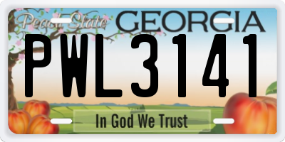 GA license plate PWL3141
