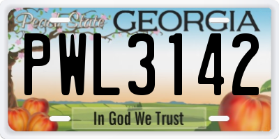 GA license plate PWL3142