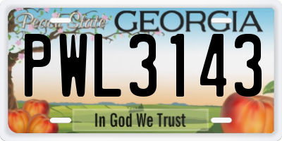 GA license plate PWL3143