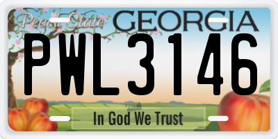 GA license plate PWL3146