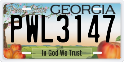 GA license plate PWL3147