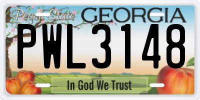 GA license plate PWL3148