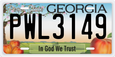 GA license plate PWL3149