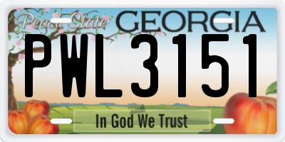 GA license plate PWL3151