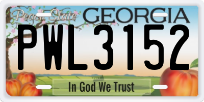 GA license plate PWL3152