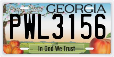 GA license plate PWL3156