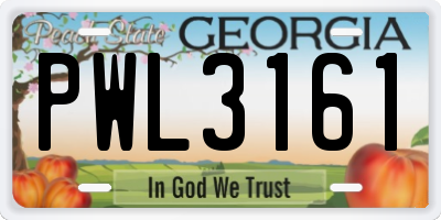 GA license plate PWL3161