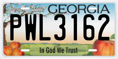 GA license plate PWL3162