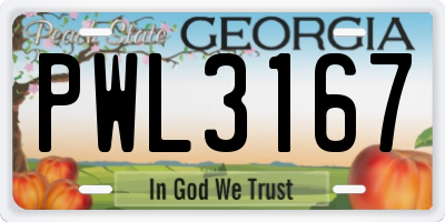 GA license plate PWL3167